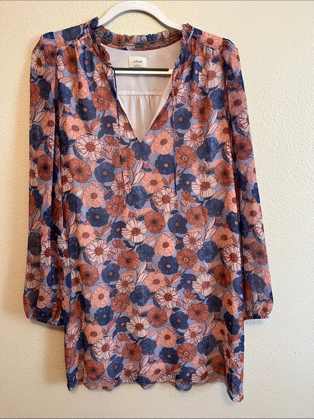 Aritzia Wilfred Blue Pink Floral Mini Dress